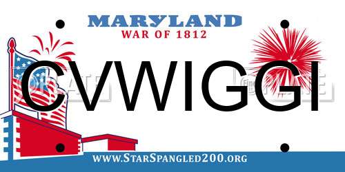 CVWIGGI Maryland License Plate