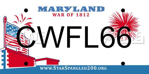 CWFL66 Maryland License Plate