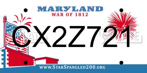 CX2Z721 Maryland License Plate