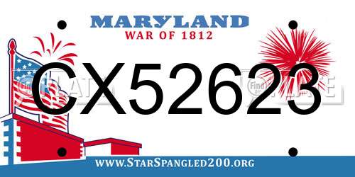 CX52623 Maryland License Plate