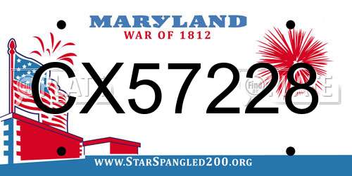 CX57228 Maryland License Plate