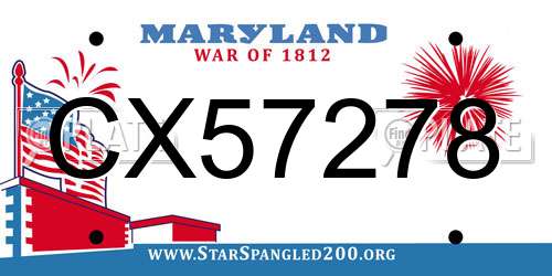 CX57278 Maryland License Plate