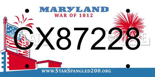 CX87228 Maryland License Plate