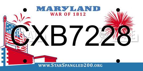 CXB7228 Maryland License Plate