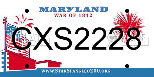CXS2228 Maryland License Plate
