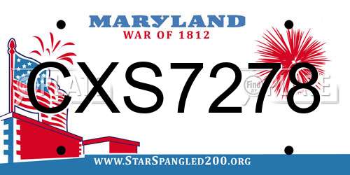 CXS7278 Maryland License Plate