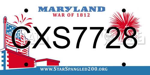 CXS7728 Maryland License Plate