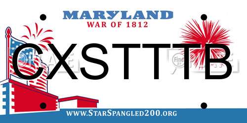 CXSTTTB Maryland License Plate