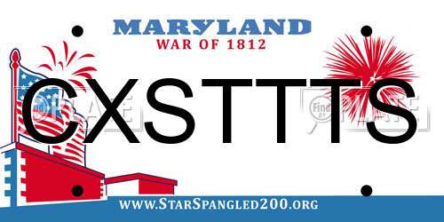 CXSTTTS Maryland License Plate