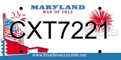 CXT7221 Maryland License Plate