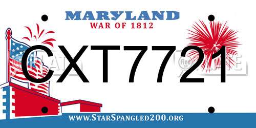 CXT7721 Maryland License Plate