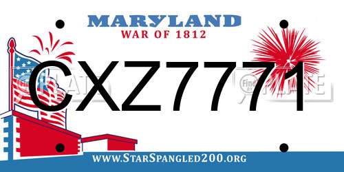 CXZ7771 Maryland License Plate