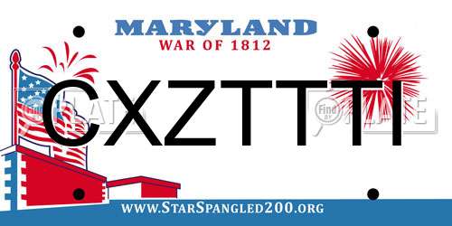 CXZTTTI Maryland License Plate