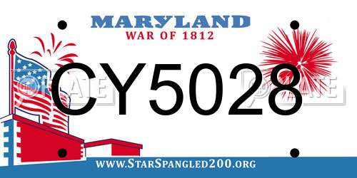 CY5028 Maryland License Plate