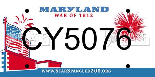 CY5076 Maryland License Plate