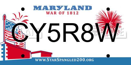 CY5R8W Maryland License Plate