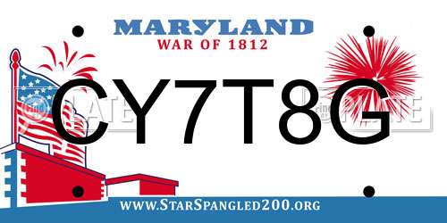 CY7T8G Maryland License Plate