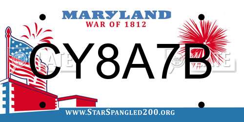 CY8A7B Maryland License Plate