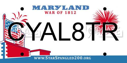 CYAL8TR Maryland License Plate
