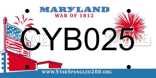 CYB025 Maryland License Plate