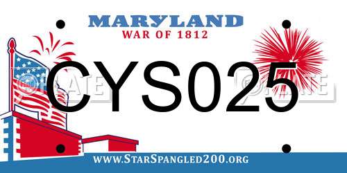 CYS025 Maryland License Plate