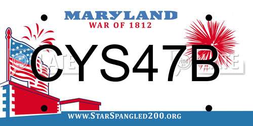 CYS47B Maryland License Plate