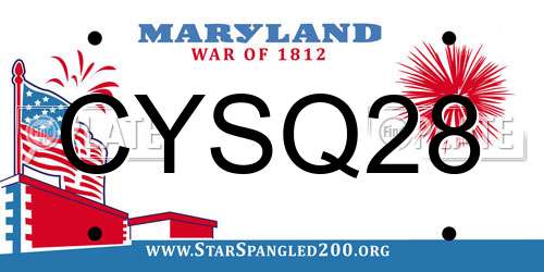 CYSQ28 Maryland License Plate