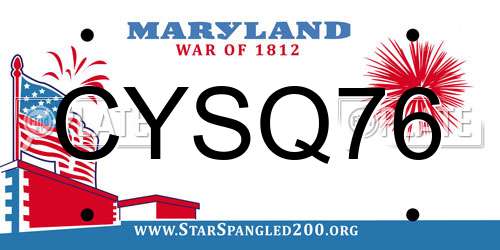CYSQ76 Maryland License Plate