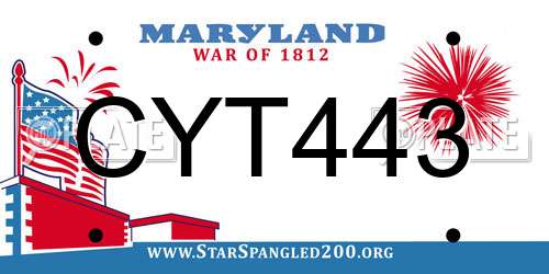 CYT443 Maryland License Plate