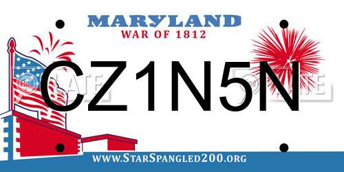 CZ1N5N Maryland License Plate