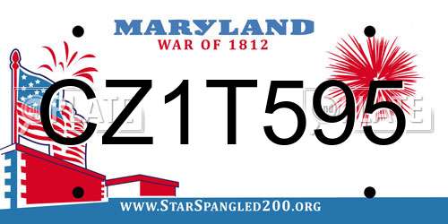 CZ1T595 Maryland License Plate