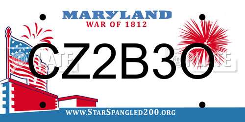 CZ2B3O Maryland License Plate