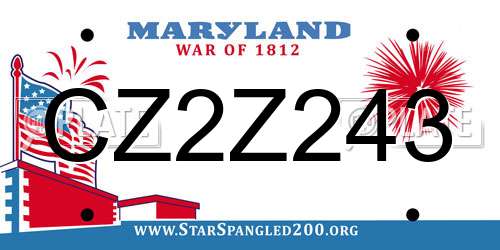 CZ2Z243 Maryland License Plate