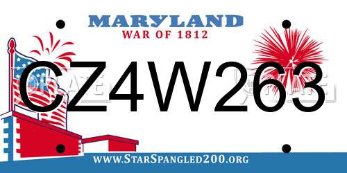 CZ4W263 Maryland License Plate