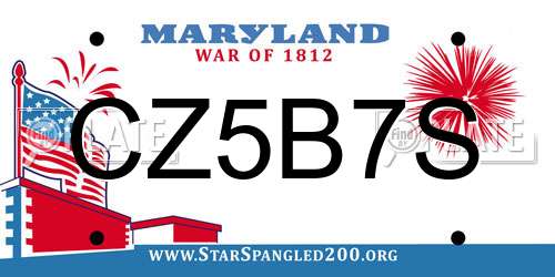 CZ5B7S Maryland License Plate
