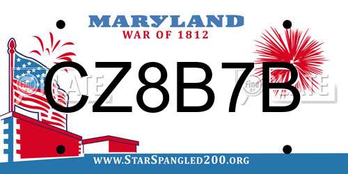 CZ8B7B Maryland License Plate