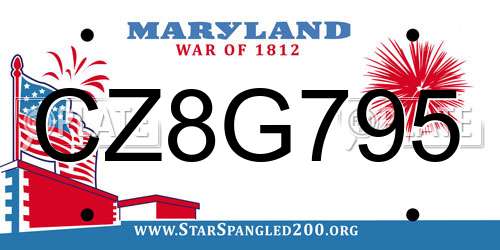 CZ8G795 Maryland License Plate