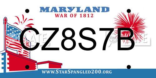 CZ8S7B Maryland License Plate