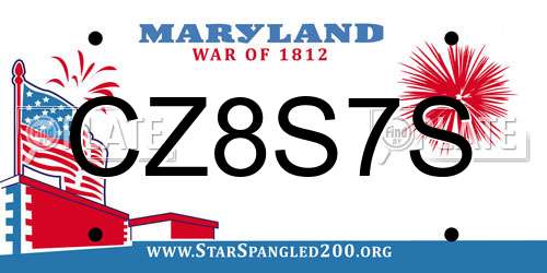 CZ8S7S Maryland License Plate