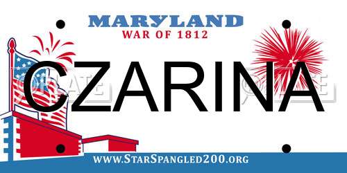 CZARINA Maryland License Plate