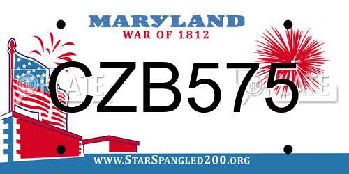 CZB575 Maryland License Plate