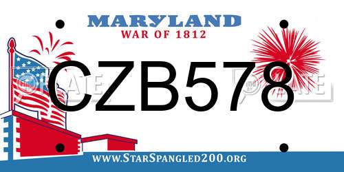 CZB578 Maryland License Plate