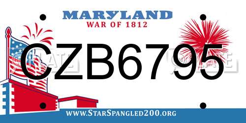 CZB6795 Maryland License Plate