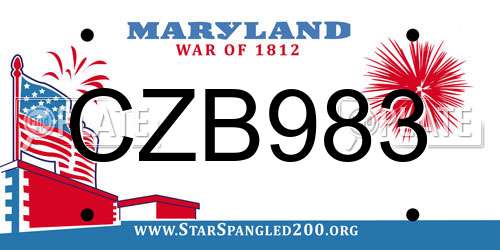 CZB983 Maryland License Plate