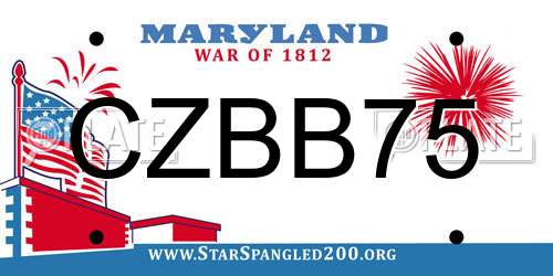 CZBB75 Maryland License Plate