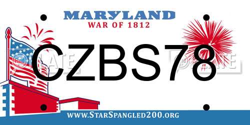 CZBS78 Maryland License Plate