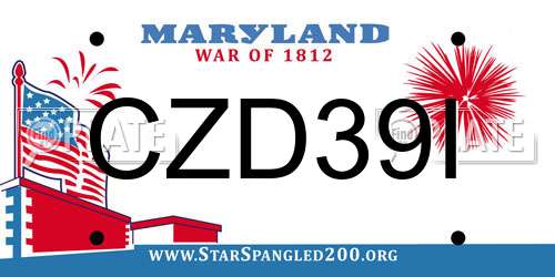CZD39I Maryland License Plate
