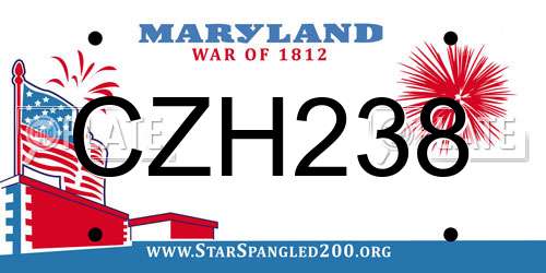 CZH238 Maryland License Plate