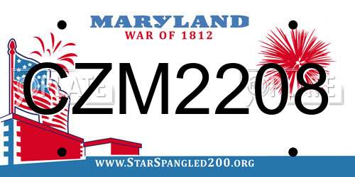 CZM2208 Maryland License Plate