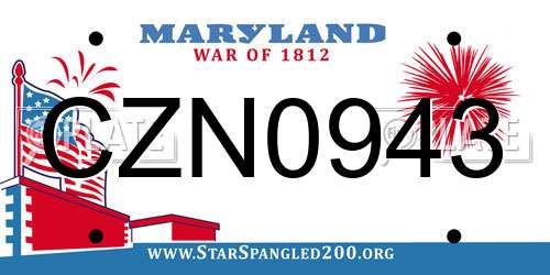CZN0943 Maryland License Plate